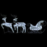 Reindeer & Sleigh Christmas Decoration 60 LEDs Outdoor White - Low Angle