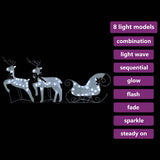 Reindeer & Sleigh Christmas Decoration 60 LEDs Outdoor White - Extra Image