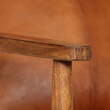 2 Piece Sofa Set Brown Real Leather and Solid Wood Acacia