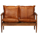 3 Piece Sofa Set Real Leather with Solid Wood Acacia Brown - 45-Degree Angle