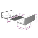 5 Piece Garden Lounge Set with Cushions Poly Rattan Dark Grey - Close-Up Angle