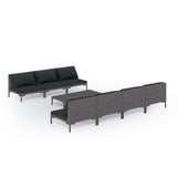 8 Piece Garden Lounge Set with Cushions Poly Rattan Dark Grey - Front View