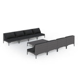 9 Piece Garden Lounge Set with Cushions Poly Rattan Dark Grey - Front View