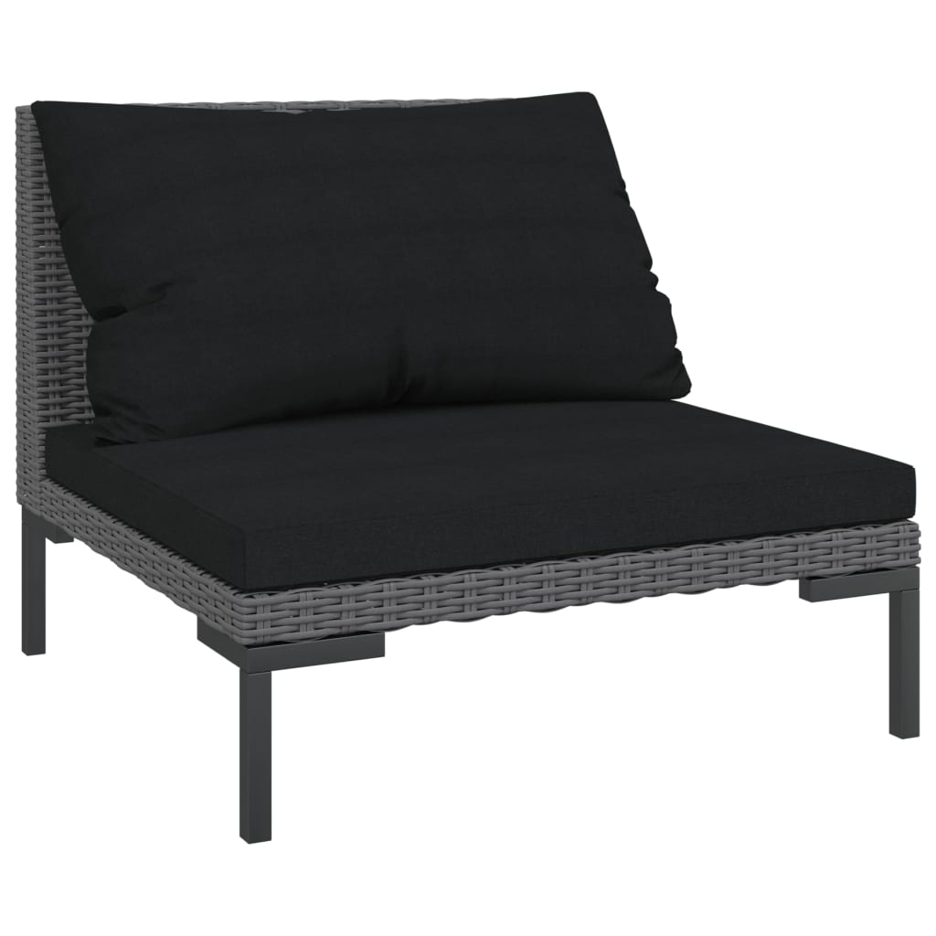 6 Piece Garden Lounge Set with Cushions Poly Rattan Dark Grey