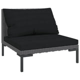 6 Piece Garden Lounge Set with Cushions Poly Rattan Dark Grey - Side View