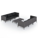 7 Piece Garden Lounge Set with Cushions Poly Rattan Dark Grey