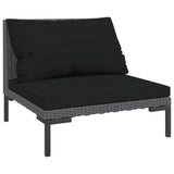7 Piece Garden Lounge Set with Cushions Poly Rattan Dark Grey - Side View
