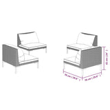 4 Piece Garden Lounge Set with Cushions Poly Rattan Dark Grey - 45-Degree Angle