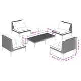 5 Piece Garden Lounge Set with Cushions Poly Rattan Dark Grey - Close-Up Angle