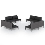 8 Piece Garden Lounge Set with Cushions Poly Rattan Dark Grey