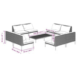 9 Piece Garden Lounge Set with Cushions Poly Rattan Dark Grey - Close-Up Angle