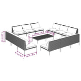 13 Piece Garden Lounge Set with Cushions Poly Rattan Dark Grey