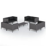 9 Piece Garden Lounge Set with Cushions Poly Rattan Dark Grey - Front View