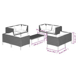 9 Piece Garden Lounge Set with Cushions Poly Rattan Dark Grey - Close-Up Angle