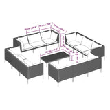 13 Piece Garden Lounge Set with Cushions Poly Rattan Dark Grey - Extra Image