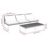 4 Piece Garden Lounge Set with Cushions Poly Rattan Dark Grey - Close-Up Angle