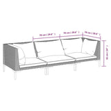 3 Piece Garden Lounge Set with Cushions Poly Rattan Dark Grey - Close-Up Angle