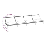 4 Piece Garden Lounge Set with Cushions Poly Rattan Dark Grey - 45-Degree Angle