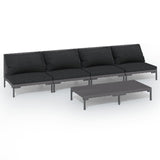 5 Piece Garden Lounge Set with Cushions Poly Rattan Dark Grey