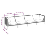 4 Piece Garden Lounge Set with Cushions Poly Rattan Dark Grey - Close-Up Angle