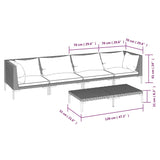 5 Piece Garden Lounge Set with Cushions Poly Rattan Dark Grey - Extra Image