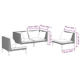 4 Piece Garden Lounge Set with Cushions Poly Rattan Dark Grey - Close-Up Angle