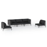 5 Piece Garden Lounge Set with Cushions Poly Rattan Dark Grey - Front View