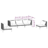 5 Piece Garden Lounge Set with Cushions Poly Rattan Dark Grey - Close-Up Angle