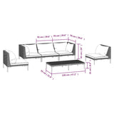 6 Piece Garden Lounge Set with Cushions Poly Rattan Dark Grey - Extra Image
