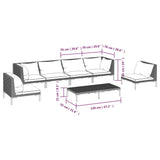 7 Piece Garden Lounge Set with Cushions Poly Rattan Dark Grey - Extra Image
