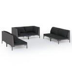 6 Piece Garden Lounge Set with Cushions Poly Rattan Dark Grey