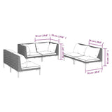 6 Piece Garden Lounge Set with Cushions Poly Rattan Dark Grey - Close-Up Angle