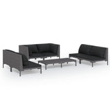 7 Piece Garden Lounge Set with Cushions Poly Rattan Dark Grey