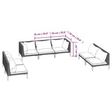 7 Piece Garden Lounge Set with Cushions Poly Rattan Dark Grey - Close-Up Angle