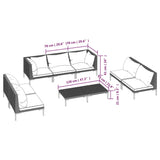 8 Piece Garden Lounge Set with Cushions Poly Rattan Dark Grey - Extra Image