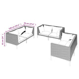 6 Piece Garden Lounge Set with Cushions Poly Rattan Dark Grey - 45-Degree Angle
