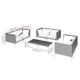 7 Piece Garden Lounge Set with Cushions Poly Rattan Dark Grey - Close-Up Angle