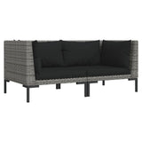 7 Piece Garden Lounge Set with Cushions Poly Rattan Dark Grey - Side View