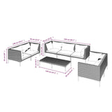 8 Piece Garden Lounge Set with Cushions Poly Rattan Dark Grey - Extra Image