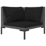 8 Piece Garden Lounge Set with Cushions Poly Rattan Dark Grey - 45-Degree Angle