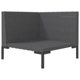 8 Piece Garden Lounge Set with Cushions Poly Rattan Dark Grey - Rear View