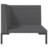 8 Piece Garden Lounge Set with Cushions Poly Rattan Dark Grey - Close-Up Angle