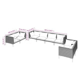 8 Piece Garden Lounge Set with Cushions Poly Rattan Dark Grey - Extra Image