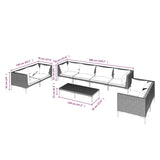 9 Piece Garden Lounge Set with Cushions Poly Rattan Dark Grey - Extra Image