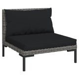 5 Piece Garden Lounge Set with Cushions Poly Rattan Dark Grey - Side View