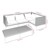 5 Piece Garden Lounge Set with Cushions Poly Rattan Dark Grey - Extra Image