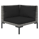 5 Piece Garden Lounge Set with Cushions Poly Rattan Dark Grey - 45-Degree Angle