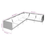 6 Piece Garden Lounge Set with Cushions Poly Rattan Dark Grey - Close-Up Angle