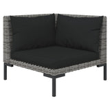 7 Piece Garden Lounge Set with Cushions Poly Rattan Dark Grey - 45-Degree Angle