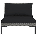 8 Piece Garden Lounge Set with Cushions Poly Rattan Dark Grey